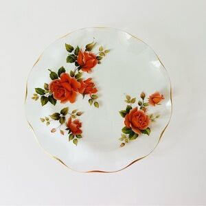 Vintage Chance Glass Plate Gold Rim Rose Design